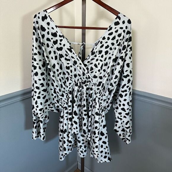 NWT Asos Curve Faux Wrap Cinched Waist Shirt Top Blouse Plus Size 18 - Picture 1 of 4